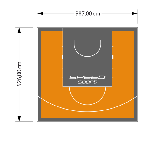 91M2/926X987CM POMARAŃCZOWO-GRAFITOWE BOISKO DO KOSZYKÓWKI SPEEDSPORT HEXA POWER PRO
