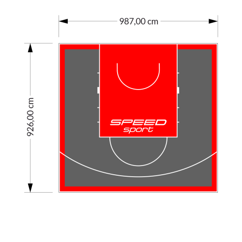 91M2/926X987CM GRAFITOWO-CZERWONE BOISKO DO KOSZYKÓWKI SPEEDSPORT HEXA POWER PRO