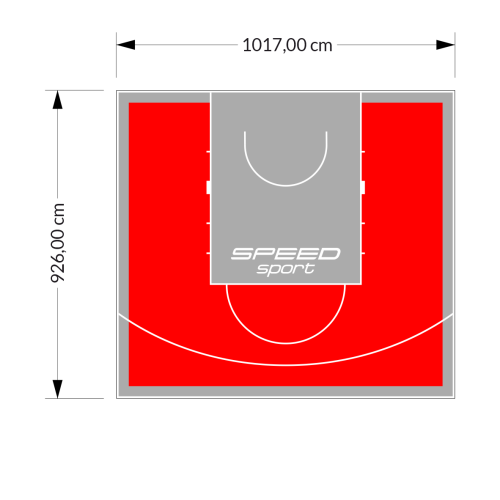 94M2/926X1017CM CZERWONO-SZARE BOISKO DO KOSZYKÓWKI SPEEDSPORT HEXA POWER PRO