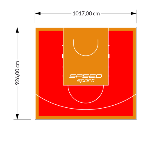 94M2/926X1017CM CZERWONO-POMARAŃCZOWE BOISKO DO KOSZYKÓWKI SPEEDSPORT HEXA POWER PRO