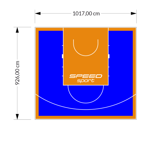 94M2/926X1017CM NIEBIESKO-POMARAŃCZOWE BOISKO DO KOSZYKÓWKI SPEEDSPORT HEXA POWER PRO