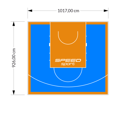 94M2/926X1017CM BŁĘKITNO-POMARAŃCZOWE BOISKO DO KOSZYKÓWKI SPEEDSPORT HEXA POWER PRO