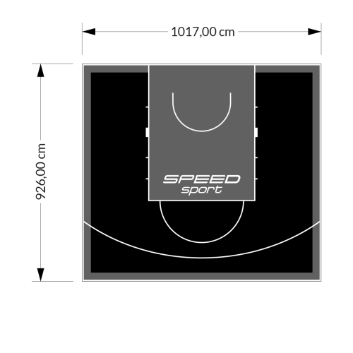 94M2/926X1017CM CZARNO-GRAFITOWE BOISKO DO KOSZYKÓWKI SPEEDSPORT HEXA POWER PRO