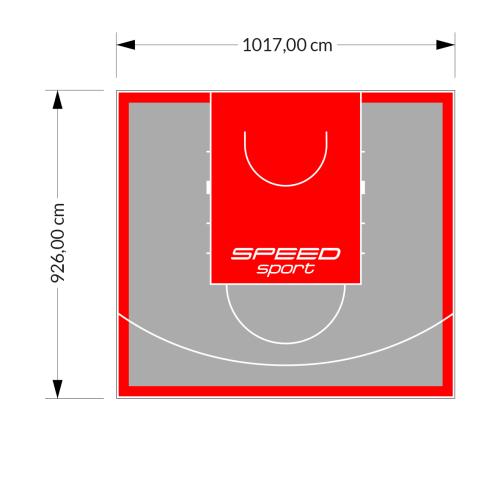 94M2/926X1017CM SZARO-CZERWONE BOISKO DO KOSZYKÓWKI SPEEDSPORT HEXA POWER PRO