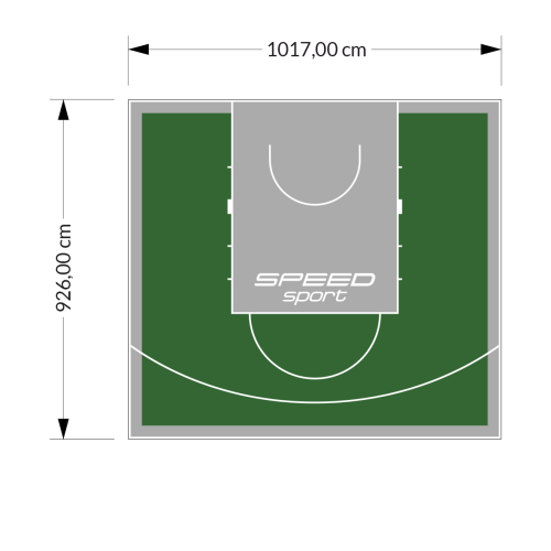 94M2/926X1017CM ZIELONO-SZARE BOISKO DO KOSZYKÓWKI SPEEDSPORT HEXA POWER PRO
