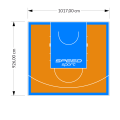 94M2/926X1017CM POMARAŃCZOWO-BŁĘKITNE BOISKO DO KOSZYKÓWKI SPEEDSPORT HEXA POWER PRO
