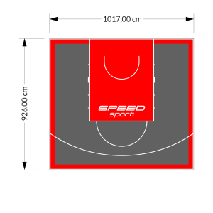 94M2/926X1017CM GRAFITOWO-CZERWONE BOISKO DO KOSZYKÓWKI SPEEDSPORT HEXA POWER PRO