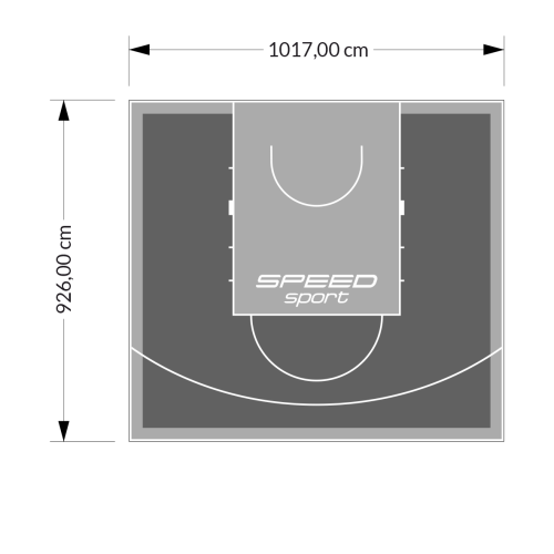 94M2/926X1017CM GRAFITOWO-SZARE BOISKO DO KOSZYKÓWKI SPEEDSPORT HEXA POWER PRO