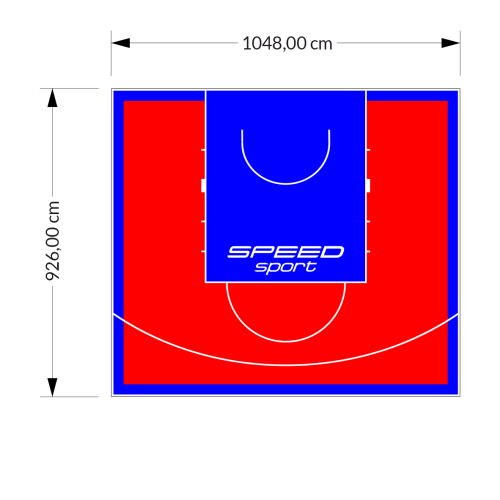 97M2/926X1048CM CZERWONO-NIEBIESKIE BOISKO DO KOSZYKÓWKI SPEEDSPORT HEXA POWER PRO