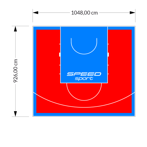 97M2/926X1048CM CZERWONO-BŁĘKITNE BOISKO DO KOSZYKÓWKI SPEEDSPORT HEXA POWER PRO