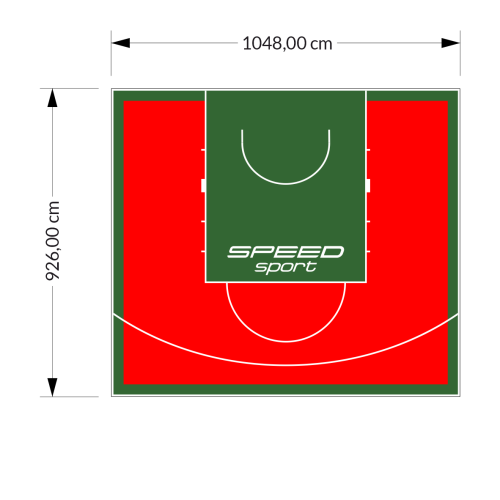 97M2/926X1048CM CZERWONO-ZIELONE BOISKO DO KOSZYKÓWKI SPEEDSPORT HEXA POWER PRO