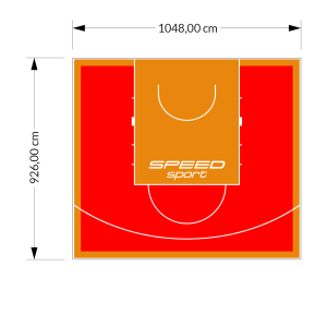 97M2/926X1048CM CZERWONO-POMARAŃCZOWE BOISKO DO KOSZYKÓWKI SPEEDSPORT HEXA POWER PRO