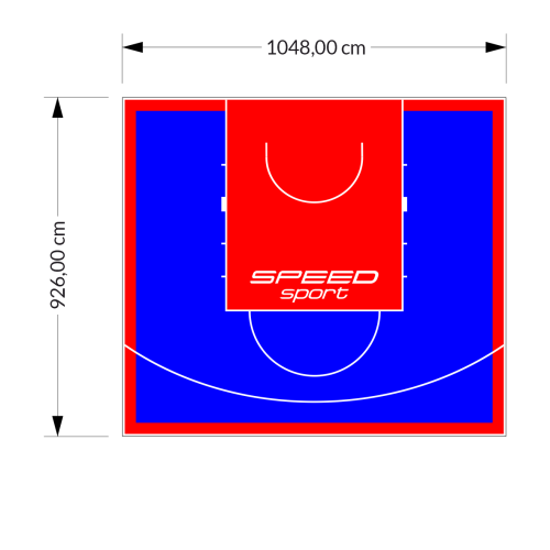 97M2/926X1048CM NIEBIESKO-CZERWONE BOISKO DO KOSZYKÓWKI SPEEDSPORT HEXA POWER PRO