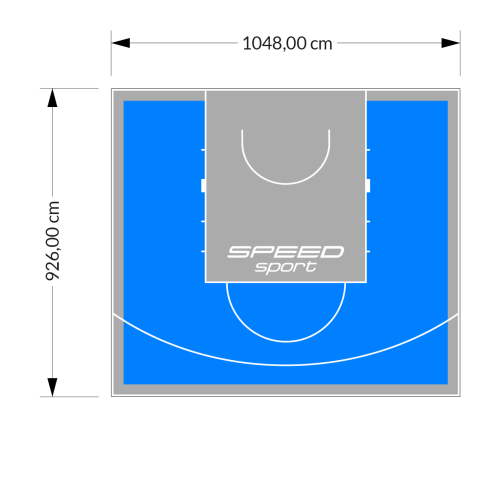 97M2/926X1048CM BŁĘKITNO-SZARE BOISKO DO KOSZYKÓWKI SPEEDSPORT HEXA POWER PRO