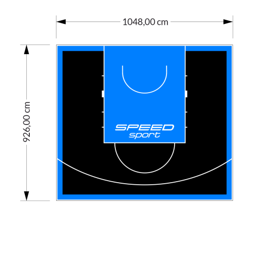 97M2/926X1048CM CZARNO-BŁĘKITNE BOISKO DO KOSZYKÓWKI SPEEDSPORT HEXA POWER PRO