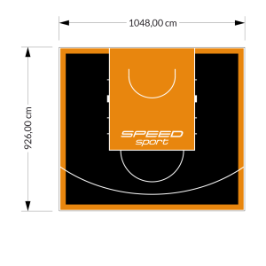 97M2/926X1048CM CZARNO-POMARAŃCZOWE BOISKO DO KOSZYKÓWKI SPEEDSPORT HEXA POWER PRO