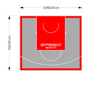 97M2/926X1048CM SZARO-CZERWONE BOISKO DO KOSZYKÓWKI SPEEDSPORT HEXA POWER PRO