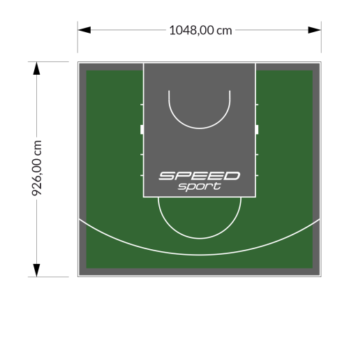 97M2/926X1048CM ZIELONO-GRAFITOWE BOISKO DO KOSZYKÓWKI SPEEDSPORT HEXA POWER PRO