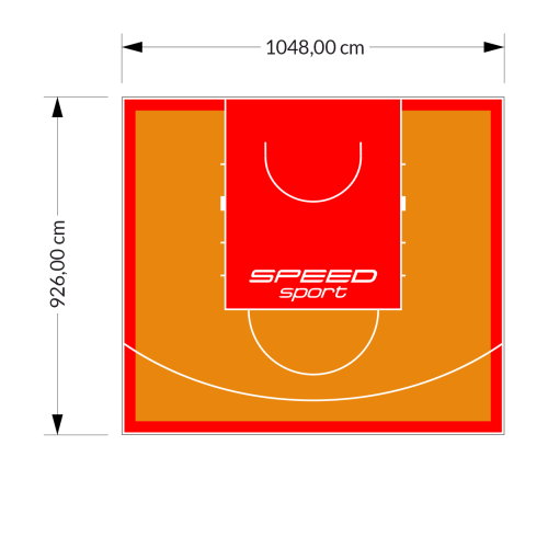 97M2/926X1048CM POMARAŃCZOWO-CZERWONE BOISKO DO KOSZYKÓWKI SPEEDSPORT HEXA POWER PRO