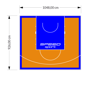 97M2/926X1048CM POMARAŃCZOWO-NIEBIESKIE BOISKO DO KOSZYKÓWKI SPEEDSPORT HEXA POWER PRO