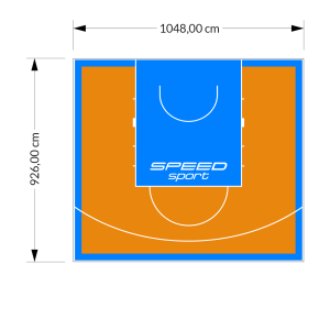 97M2/926X1048CM POMARAŃCZOWO-BŁĘKITNE BOISKO DO KOSZYKÓWKI SPEEDSPORT HEXA POWER PRO
