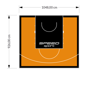 97M2/926X1048CM POMARAŃCZOWO-CZARNE BOISKO DO KOSZYKÓWKI SPEEDSPORT HEXA POWER PRO