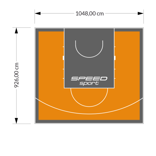 97M2/926X1048CM POMARAŃCZOWO-GRAFITOWE BOISKO DO KOSZYKÓWKI SPEEDSPORT HEXA POWER PRO