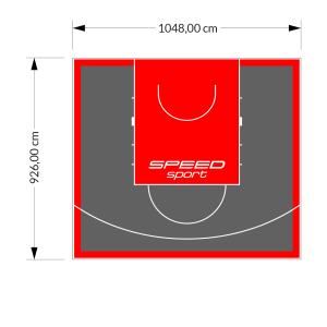 97M2/926X1048CM GRAFITOWO-CZERWONE BOISKO DO KOSZYKÓWKI SPEEDSPORT HEXA POWER PRO