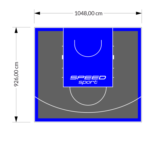 97M2/926X1048CM GRAFITOWO-NIEBIESKIE BOISKO DO KOSZYKÓWKI SPEEDSPORT HEXA POWER PRO