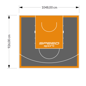 97M2/926X1048CM GRAFITOWO-POMARAŃCZOWE BOISKO DO KOSZYKÓWKI SPEEDSPORT HEXA POWER PRO