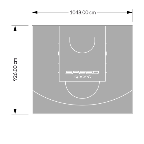 97M2/926X1048CM SZARE BOISKO DO KOSZYKÓWKI SPEEDSPORT HEXA POWER PRO