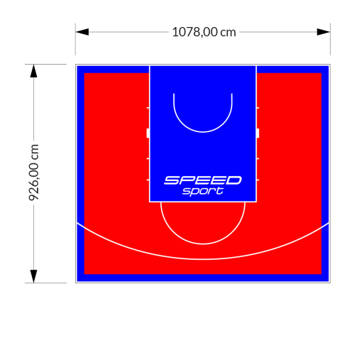 100M2/926X1078CM CZERWONO-NIEBIESKIE BOISKO DO KOSZYKÓWKI SPEEDSPORT HEXA POWER PRO