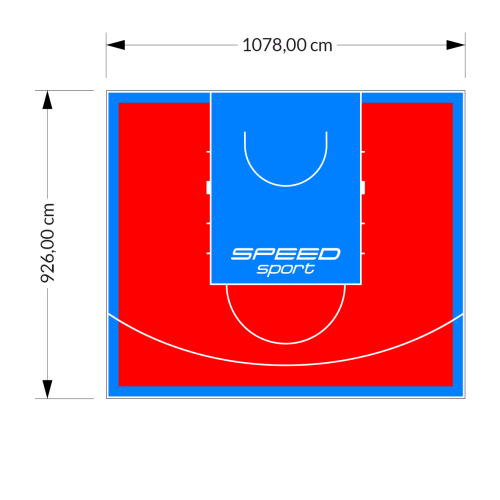 100M2/926X1078CM CZERWONO-BŁĘKITNE BOISKO DO KOSZYKÓWKI SPEEDSPORT HEXA POWER PRO