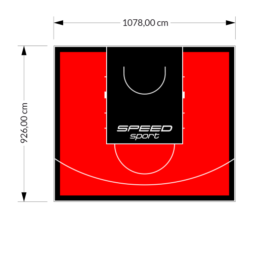100M2/926X1078CM CZERWONO-CZARNE BOISKO DO KOSZYKÓWKI SPEEDSPORT HEXA POWER PRO
