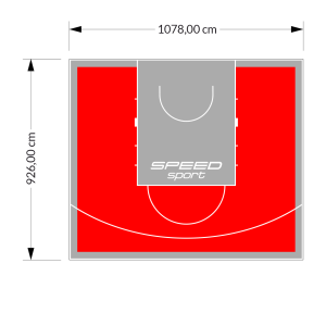 100M2/926X1078CM CZERWONO-SZARE BOISKO DO KOSZYKÓWKI SPEEDSPORT HEXA POWER PRO