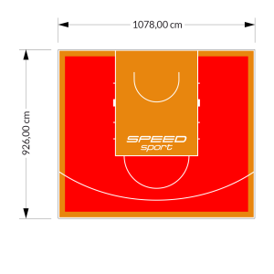 100M2/926X1078CM CZERWONO-POMARAŃCZOWE BOISKO DO KOSZYKÓWKI SPEEDSPORT HEXA POWER PRO