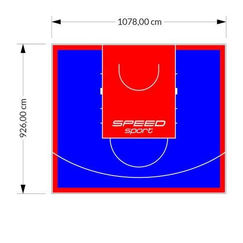 100M2/926X1078CM NIEBIESKO-CZERWONE BOISKO DO KOSZYKÓWKI SPEEDSPORT HEXA POWER PRO