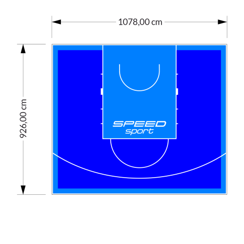 100M2/926X1078CM NIEBIESKO-BŁĘKITNE BOISKO DO KOSZYKÓWKI SPEEDSPORT HEXA POWER PRO