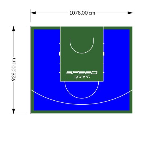 100M2/926X1078CM NIEBIESKO-ZIELONE BOISKO DO KOSZYKÓWKI SPEEDSPORT HEXA POWER PRO