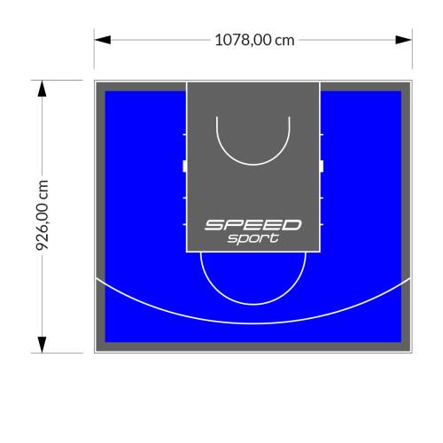 100M2/926X1078CM NIEBIESKO-GRAFITOWE BOISKO DO KOSZYKÓWKI SPEEDSPORT HEXA POWER PRO
