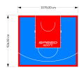 100M2/926X1078CM BŁĘKITNO-CZERWONE BOISKO DO KOSZYKÓWKI SPEEDSPORT HEXA POWER PRO
