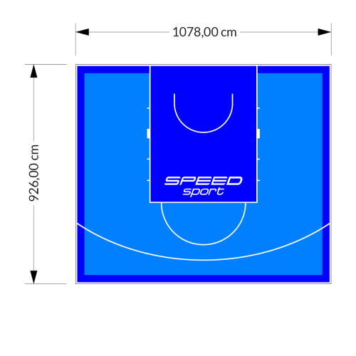 100M2/926X1078CM BŁĘKITNO-NIEBIESKIE BOISKO DO KOSZYKÓWKI SPEEDSPORT HEXA POWER PRO