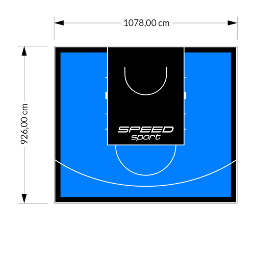 100M2/926X1078CM BŁĘKITNO-CZARNE BOISKO DO KOSZYKÓWKI SPEEDSPORT HEXA POWER PRO