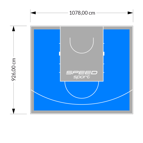 100M2/926X1078CM BŁĘKITNO-SZARE BOISKO DO KOSZYKÓWKI SPEEDSPORT HEXA POWER PRO