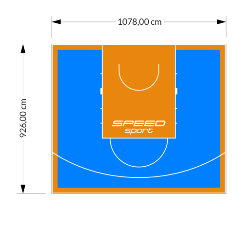 100M2/926X1078CM BŁĘKITNO-POMARAŃCZOWE BOISKO DO KOSZYKÓWKI SPEEDSPORT HEXA POWER PRO