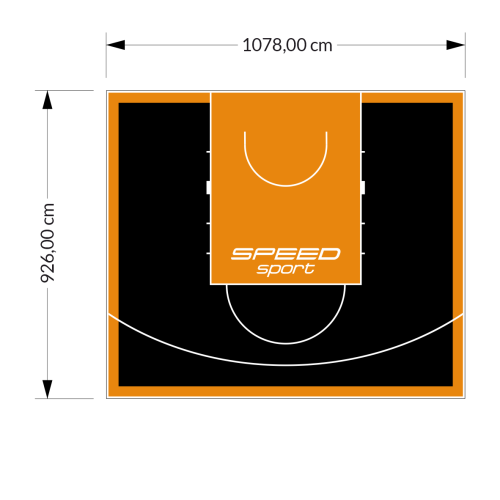 100M2/926X1078CM CZARNO-POMARAŃCZOWE BOISKO DO KOSZYKÓWKI SPEEDSPORT HEXA POWER PRO