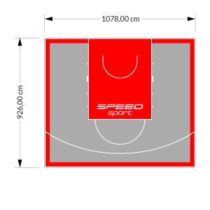 100M2/926X1078CM SZARO-CZERWONE BOISKO DO KOSZYKÓWKI SPEEDSPORT HEXA POWER PRO