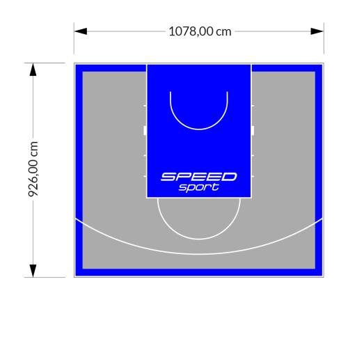 100M2/926X1078CM SZARO-NIEBIESKIE BOISKO DO KOSZYKÓWKI SPEEDSPORT HEXA POWER PRO