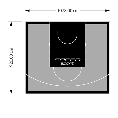 100M2/926X1078CM SZARO-CZARNE BOISKO DO KOSZYKÓWKI SPEEDSPORT HEXA POWER PRO