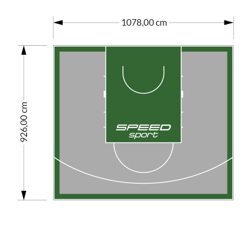 100M2/926X1078CM SZARO-ZIELONE BOISKO DO KOSZYKÓWKI SPEEDSPORT HEXA POWER PRO